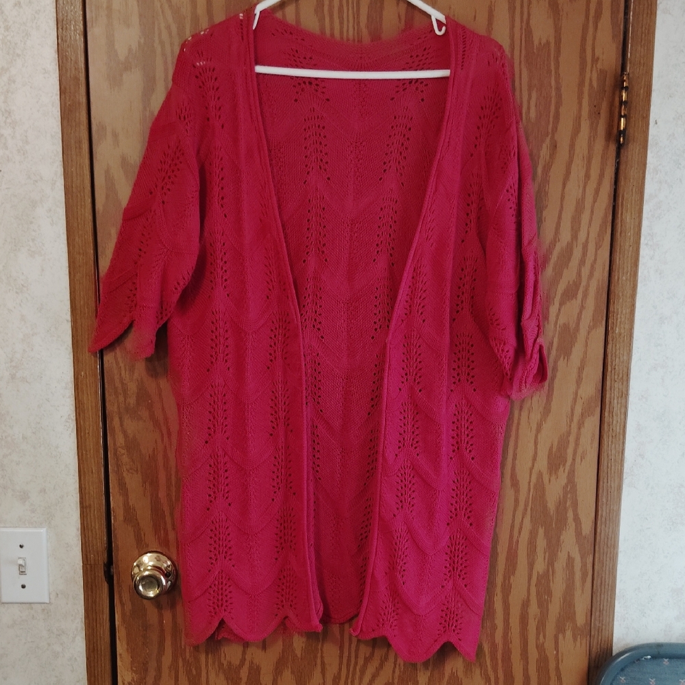 Open-Front Knit Cardigan Sweater - Pink NWOT
